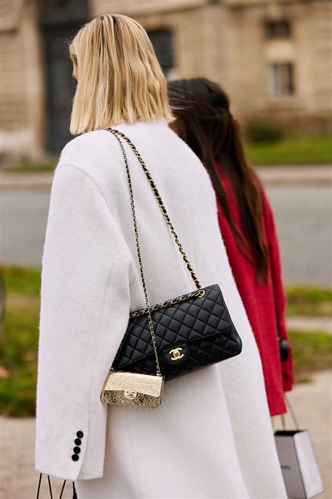 chanel classic flap street style|chanel classic flap 2022.